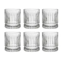 Jogo de 6 Copos Baixo Vidro Transparente Whisky Prisma 280ml