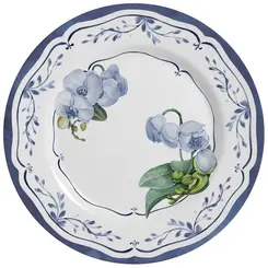 Prato de Bolo em Cerâmica Valência Floral Azul 34 cm