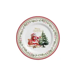 Prato Sobremesa em Cerâmica Merry Christmas Natal 20,5cm - 1 unid.