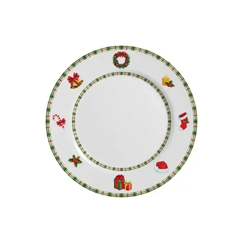 Prato Sobremesa em Cerâmica Jingle Bells Natal 20,5cm - 1 unid.