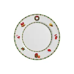 Prato Sobremesa em Cerâmica Jingle Bells Natal 20,5cm - 1 unid.