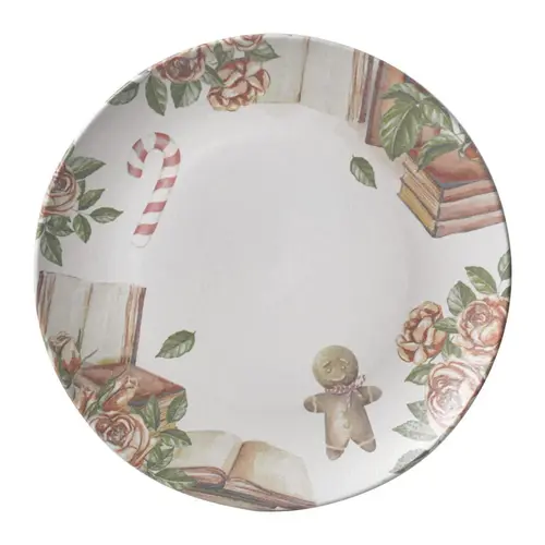 Prato Raso Cerâmica Stoneware Coup Postais de Natal 26,5cm 1 Unid