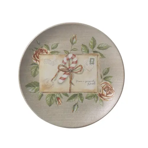 Prato Sobremesa Cerâmica Stoneware Coup Postais de Natal 19,5cm 1un