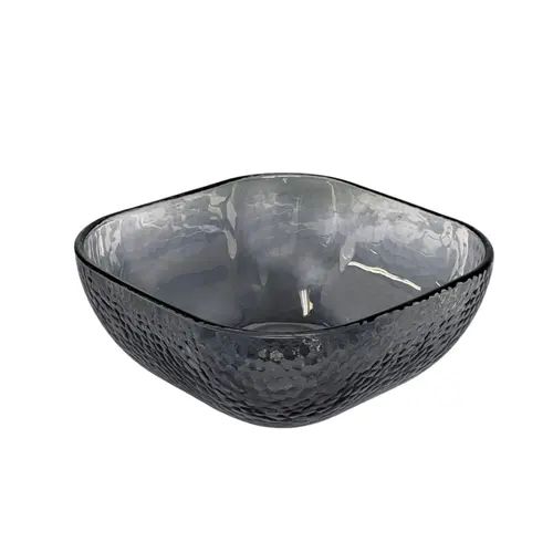 Tigela Bowl em Vidro Acabamento Martelado Preto 16,5cm 1L