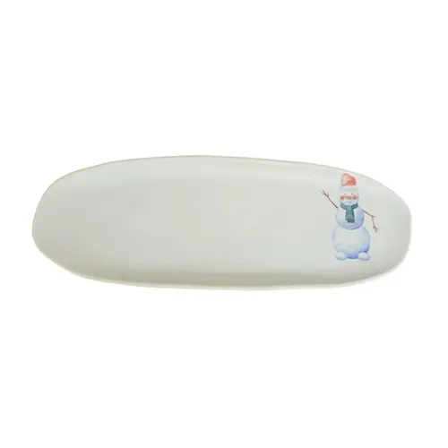 Travessa Oval Rasa em Cerâmica Orgânico Magia Glacial II 36x13cm