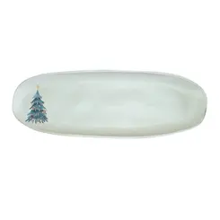Travessa Oval Rasa em Cerâmica Orgânico Magia Glacial III 36x13cm