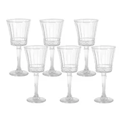 Jogo 6 Taças de Vidro Alto Transparente Elegance Prisma 270ml
