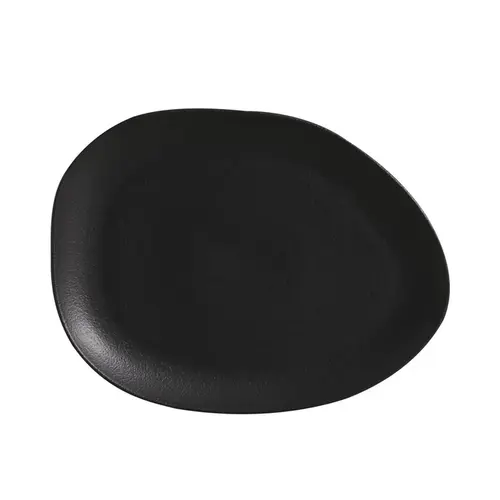 Prato Raso Oval Cerâmica Stoneware Orgânico Preto Matte 31x26 - 1 unid.