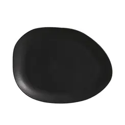 Prato Raso Oval Cerâmica Stoneware Orgânico Preto Matte 31x26 - 1 unid.