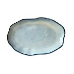 Travessa Oval Rasa Cerâmica Stoneware Bio Azul Glacier 30x20cm