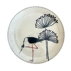Prato Raso em Cerâmica Coup Garça e Flor 28 cm - 1 unid.