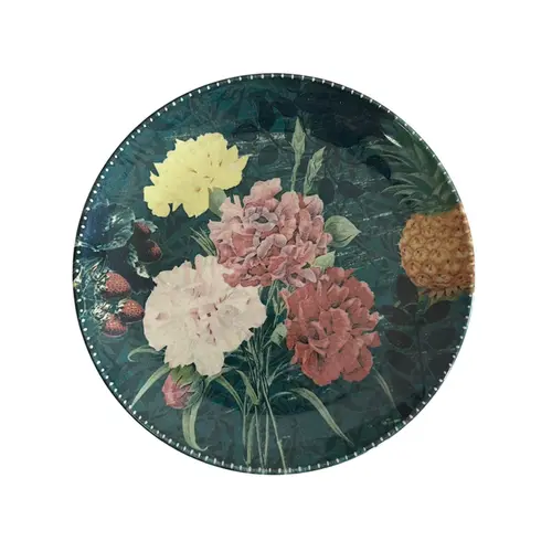 Prato Sobremesa em Cerâmica Coup Botânico Bouquet Tropical 20,5 cm