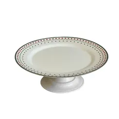 Prato de Bolo com Pé Grande em Cerâmica Christmas Dots 34cm