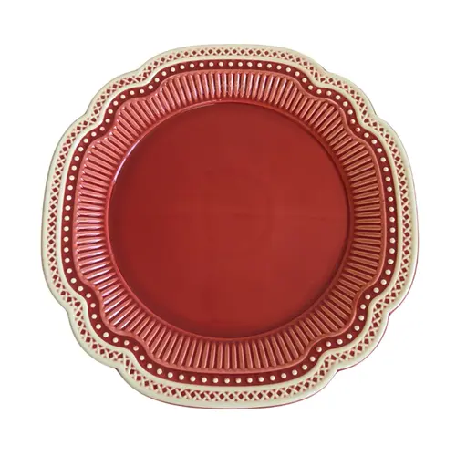 Prato de Bolo em Cerâmica Maia Vermelho Ferrugem 32,5 cm