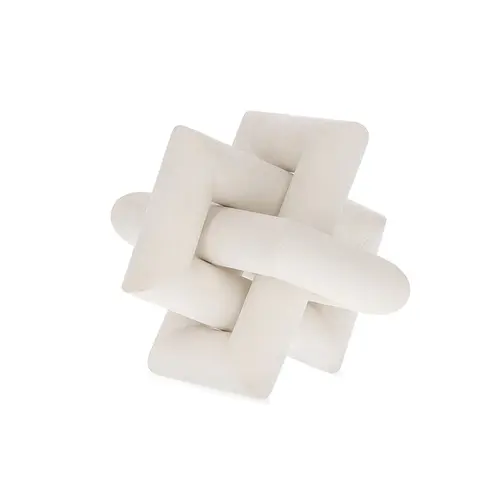 Escultura Decorativa Anéis Entrelaçados em Poliresina Branca 21,5x18,5cm
