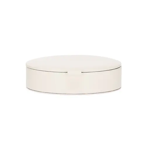 Caixa Decorativa Oval em MDF Revestida em PU Off White 21x15,5 cm