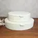 Caixa Decorativa Oval em MDF Revestida em PU Off White 21x15,5 cm