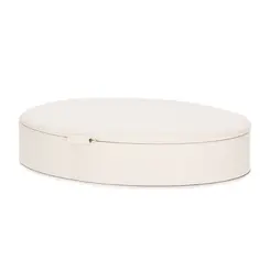 Caixa Decorativa Oval em MDF Revestida em PU Off White 28X22 cm