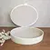 Caixa Decorativa Oval em MDF Revestida em PU Off White 28X22 cm