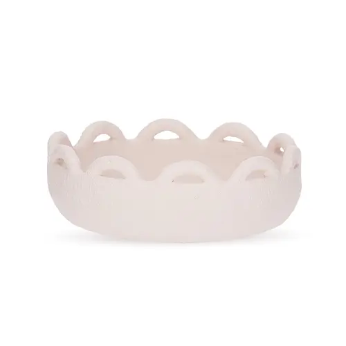 Centro de Mesa em Poliresina Orgânico Cesto Off White 25,5cm