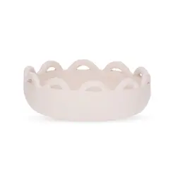 Centro de Mesa em Poliresina Orgânico Cesto Off White 25,5cm
