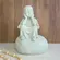 Escultura Decorativa de Buda em Poliresina Cinza Claro Mineral 34 cm