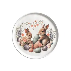 Prato Sobremesa em Cerâmica Stoneware Bio Doce Ninho Páscoa 21,5cm - 1 Unid.