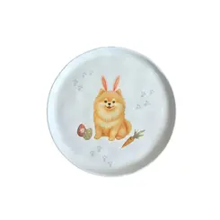 Prato Sobremesa em Cerâmica Bio Doguinhos I Spitz Páscoa 21,5cm - 1 Unid.