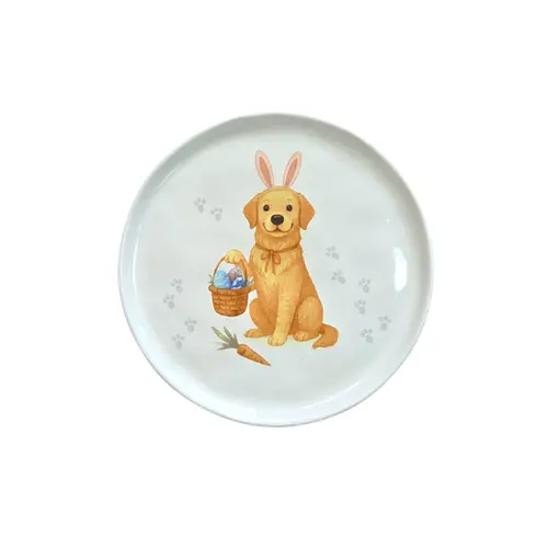 Prato Sobremesa em Cerâmica Bio Doguinhos V Golden Páscoa 21,5cm - 1 Unid.