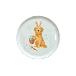 Prato Sobremesa em Cerâmica Bio Doguinhos V Golden Páscoa 21,5cm - 1 Unid.