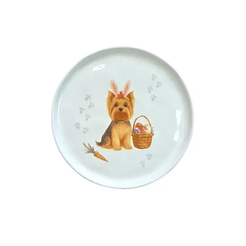Prato Sobremesa em Cerâmica Bio Doguinhos VI Yorkshire Páscoa 21,5cm - 1 Unid.