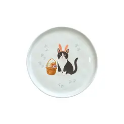 Prato Sobremesa em Cerâmica Bio Gatinhos II Frajola Páscoa 21,5cm - 1 Unid.