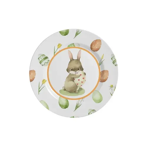 Prato Sobremesa Cerâmica Follow The Bunny Ovo Páscoa II 20 cm - 1un