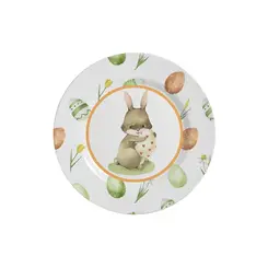 Prato Sobremesa Cerâmica Follow The Bunny Ovo Páscoa II 20 cm - 1un