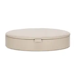 Caixa Decorativa Oval em MDF Revestida em PU Cinza Claro 28x22 cm
