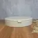Caixa Decorativa Oval em MDF Revestida em PU Cinza Claro 28x22 cm