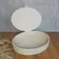 Caixa Decorativa Oval em MDF Revestida em PU Cinza Claro 28x22 cm
