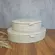 Caixa Decorativa Oval em MDF Revestida em PU Cinza Claro 28x22 cm