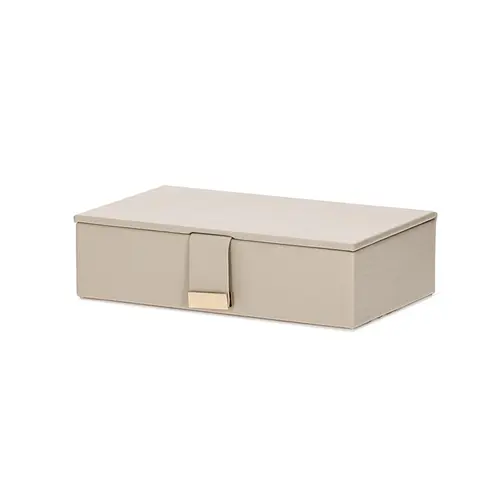 Caixa Decorativa Retangular Cinza Claro com Fecho Dourado 24 x 14,5 cm