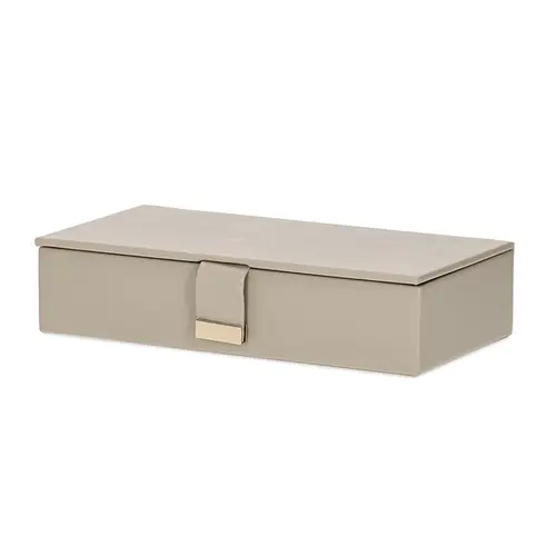 Caixa Decorativa Retangular Cinza Claro com Fecho Dourado 28 x 14 cm
