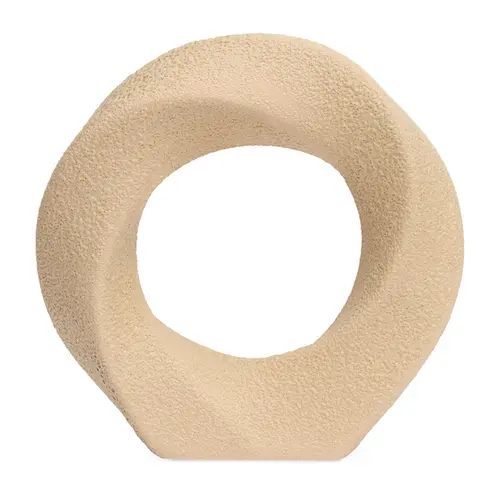 Escultura Decorativa Orgânica em Poliresina Bege Anel Torcido 21 cm