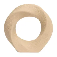 Escultura Decorativa Orgânica em Poliresina Bege Anel Torcido 21 cm