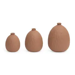 Kit Mini Vasos Decorativos em Cerâmica Terracota Bulbo 3 Peças