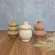 Kit Mini Vasos em Cerâmica Bege Terracota e Off White Solare 3 Peças
