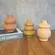 Kit Mini Vasos em Cerâmica Bege Terracota e Off White Solare 3 Peças