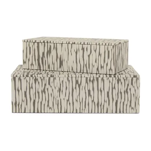 Kit 2 Caixas Decorativas em MDF com Revestimento Canvas Dapple Mescla
