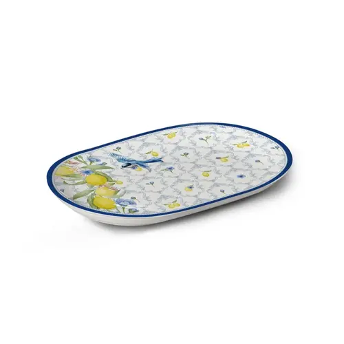 Travessa Oval Rasa em Cerâmica Limão Sicília  34,4 x 22cm