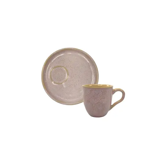Xícara Café e Pires Descentralizado Cerâmica Stoneware Bio Litchi 65ml - 1un