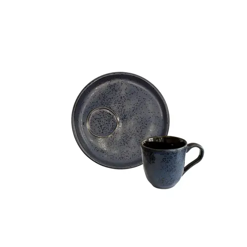 Xícara Café e Pires Descentralizado Cerâmica Stoneware Bio Night Blue  65ml - 1un