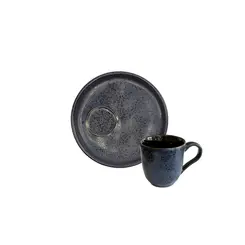 Xícara Café e Pires Descentralizado Cerâmica Stoneware Bio Night Blue  65ml - 1un